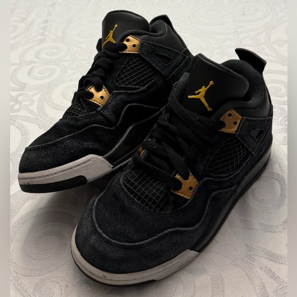 Nike Air Jordan 4 Retro Preschool Royalty Black Gold Sneakers Kid Size 13C - Picture 2 of 13